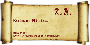Kulman Milica névjegykártya